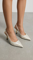 Pumps Damen mit Slingback und Metallic-Stilettoabsatz – Serafina