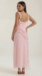 Abendkleid Damen mit Rüschenkaskade und Beinschlitz – Valentina