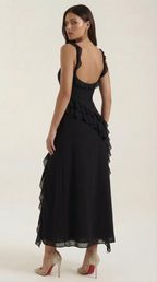 Abendkleid Damen mit Rüschenkaskade und Beinschlitz – Valentina