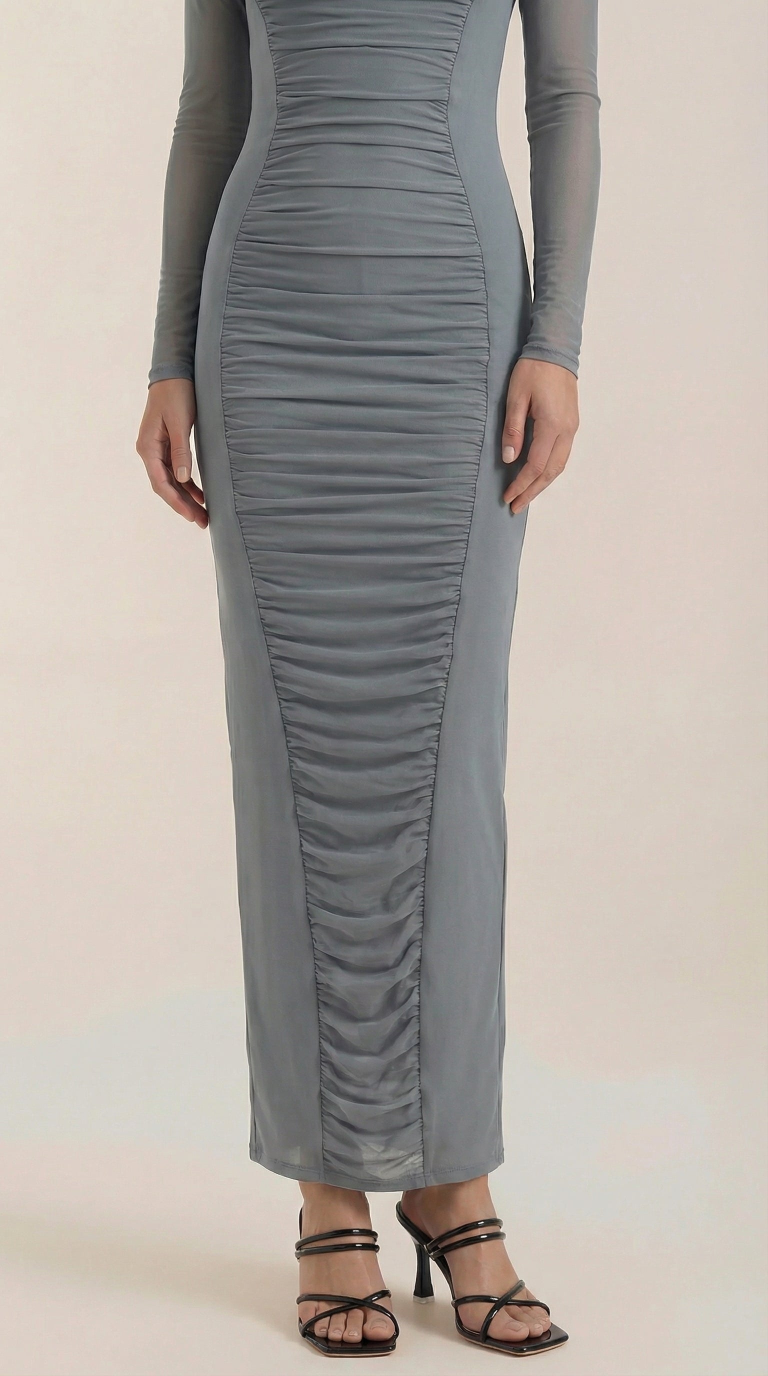 Maxikleid Damen mit gerafftem Schnitt und schmeichelhafter Taillierung – Evelyne