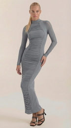 Maxikleid Damen mit gerafftem Schnitt und schmeichelhafter Taillierung – Evelyne