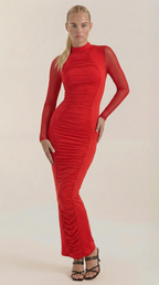 Maxikleid Damen mit gerafftem Schnitt und schmeichelhafter Taillierung – Evelyne