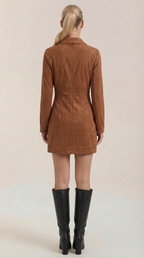 Minikleid Damen mit durchgehender Reißverschluss-Leiste vorne und Langarmschnitt – Nadège