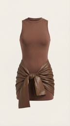 Minikleid Damen im Wickelkleid-Stil mit V-Ausschnitt und Bindegürtel – Marceline