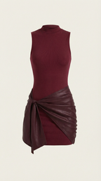 Minikleid Damen im Wickelkleid-Stil mit V-Ausschnitt und Bindegürtel – Marceline