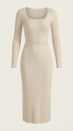 Maxikleid Damen mit gerippter Strickqualität und körperbetonntem Schnitt – Sidonie