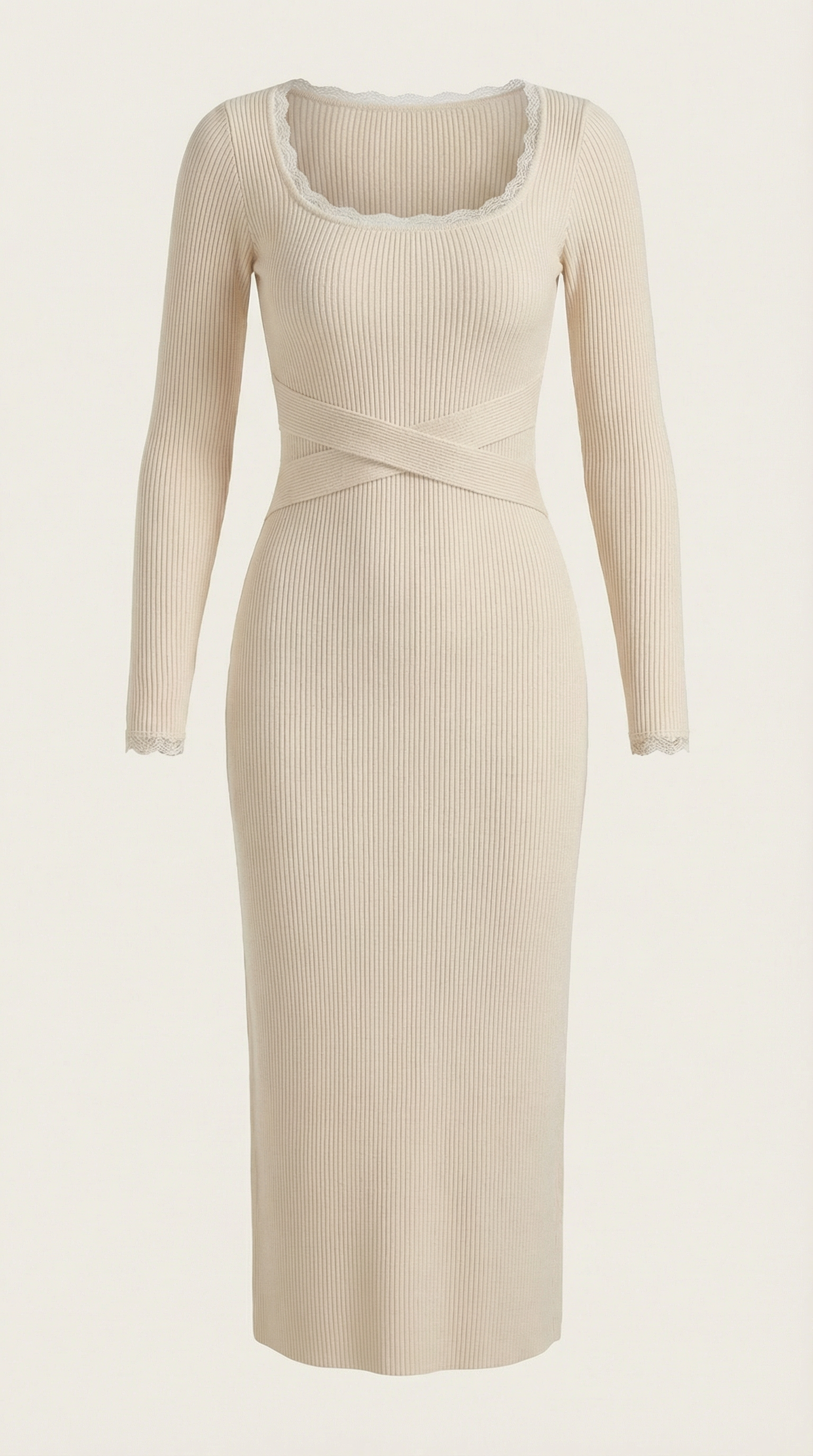 Maxikleid Damen mit gerippter Strickqualität und körperbetonntem Schnitt – Sidonie