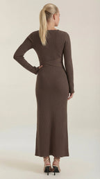 Maxikleid Damen mit gerippter Strickqualität und körperbetonntem Schnitt – Sidonie