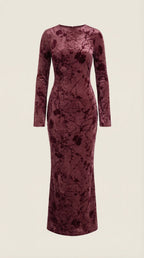 Maxikleid Damen mit zartem Blumenprint und Langarmschnitt – Angéline