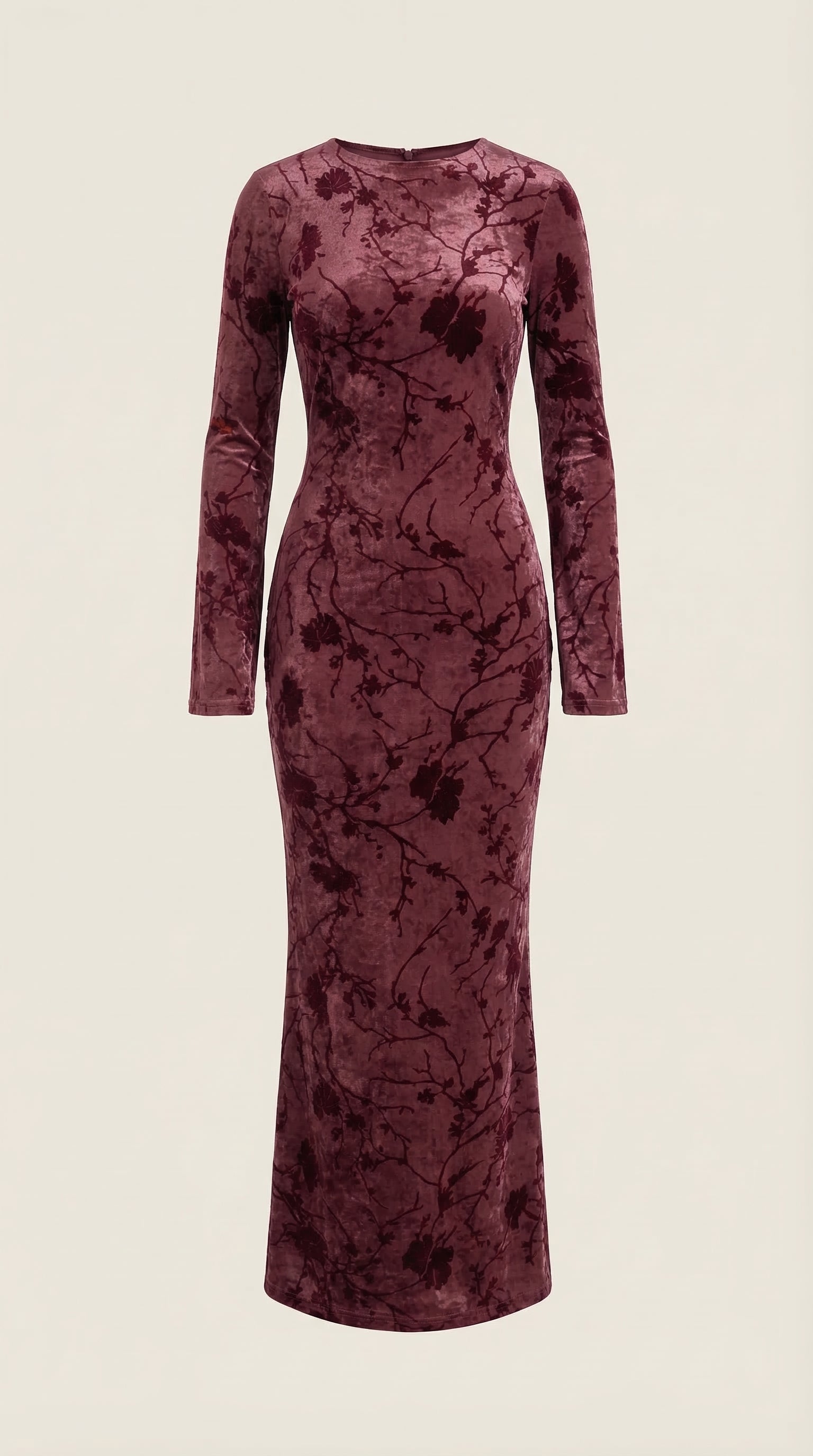 Maxikleid Damen mit zartem Blumenprint und Langarmschnitt – Angéline