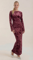 Maxikleid Damen mit zartem Blumenprint und Langarmschnitt – Angéline