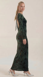 Maxikleid Damen mit zartem Blumenprint und Langarmschnitt – Angéline