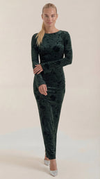 Maxikleid Damen mit zartem Blumenprint und Langarmschnitt – Angéline