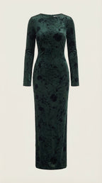 Maxikleid Damen mit zartem Blumenprint und Langarmschnitt – Angéline