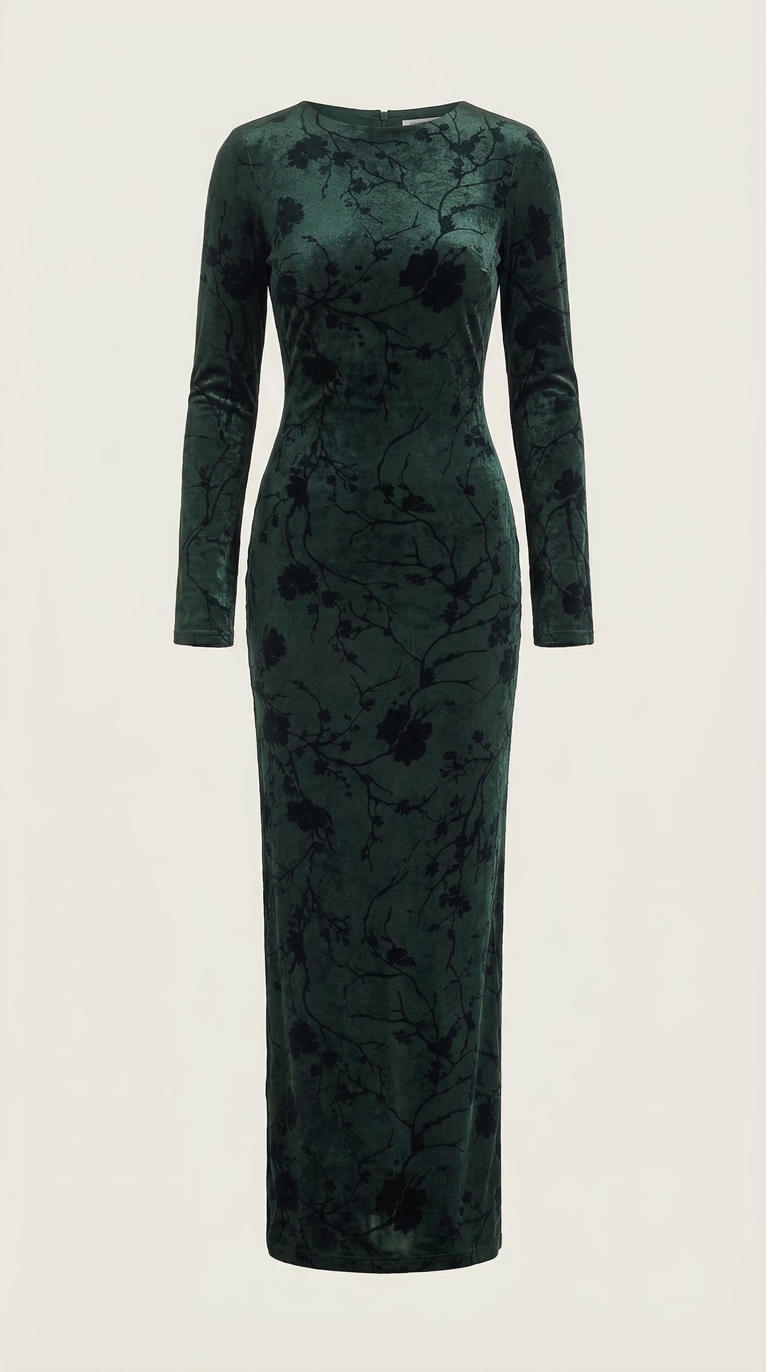 Maxikleid Damen mit zartem Blumenprint und Langarmschnitt – Angéline