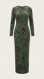 Maxikleid Damen mit zartem Blumenprint und Langarmschnitt – Angéline