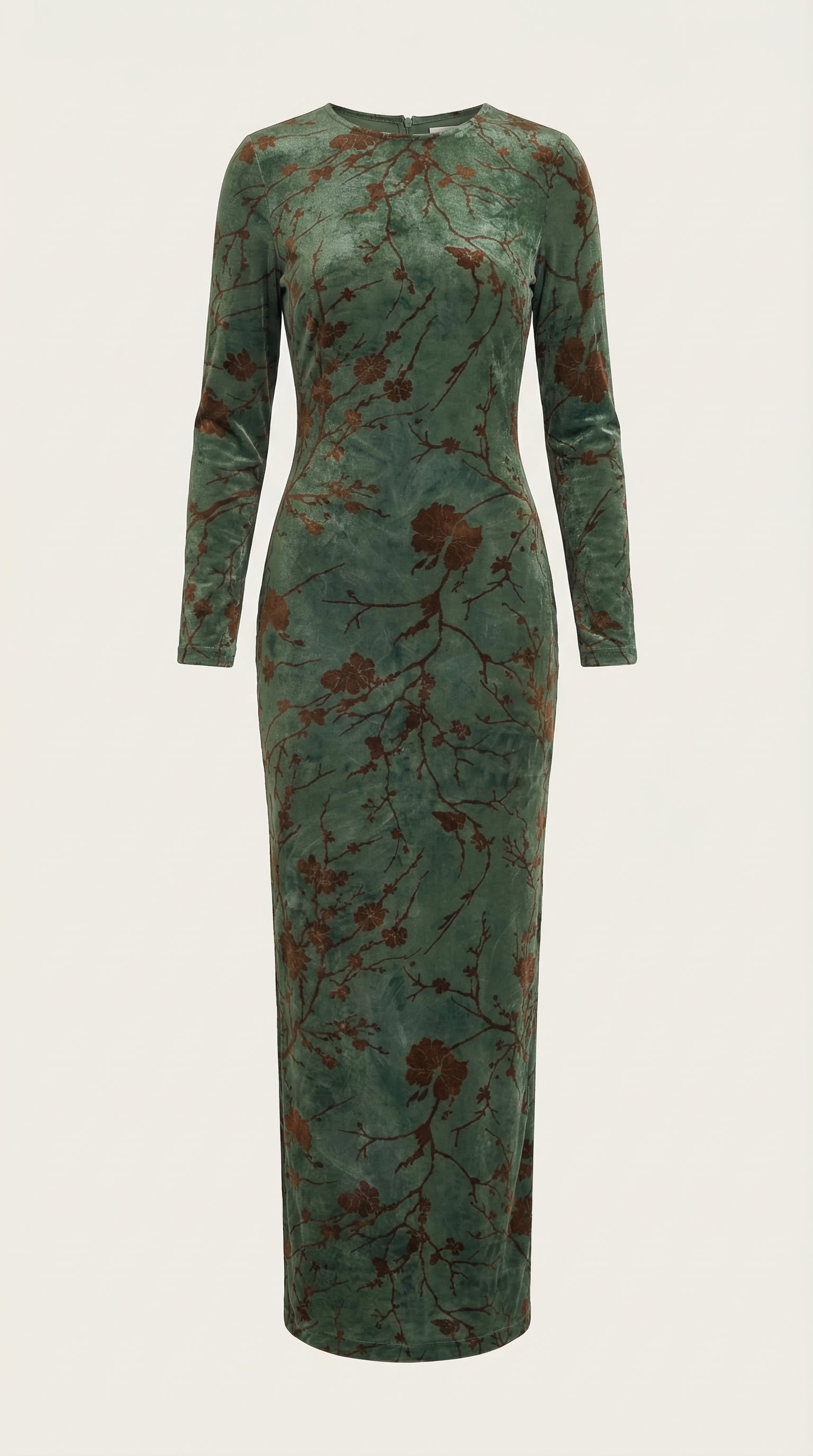 Maxikleid Damen mit zartem Blumenprint und Langarmschnitt – Angéline