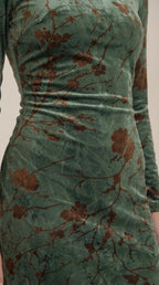 Maxikleid Damen mit zartem Blumenprint und Langarmschnitt – Angéline