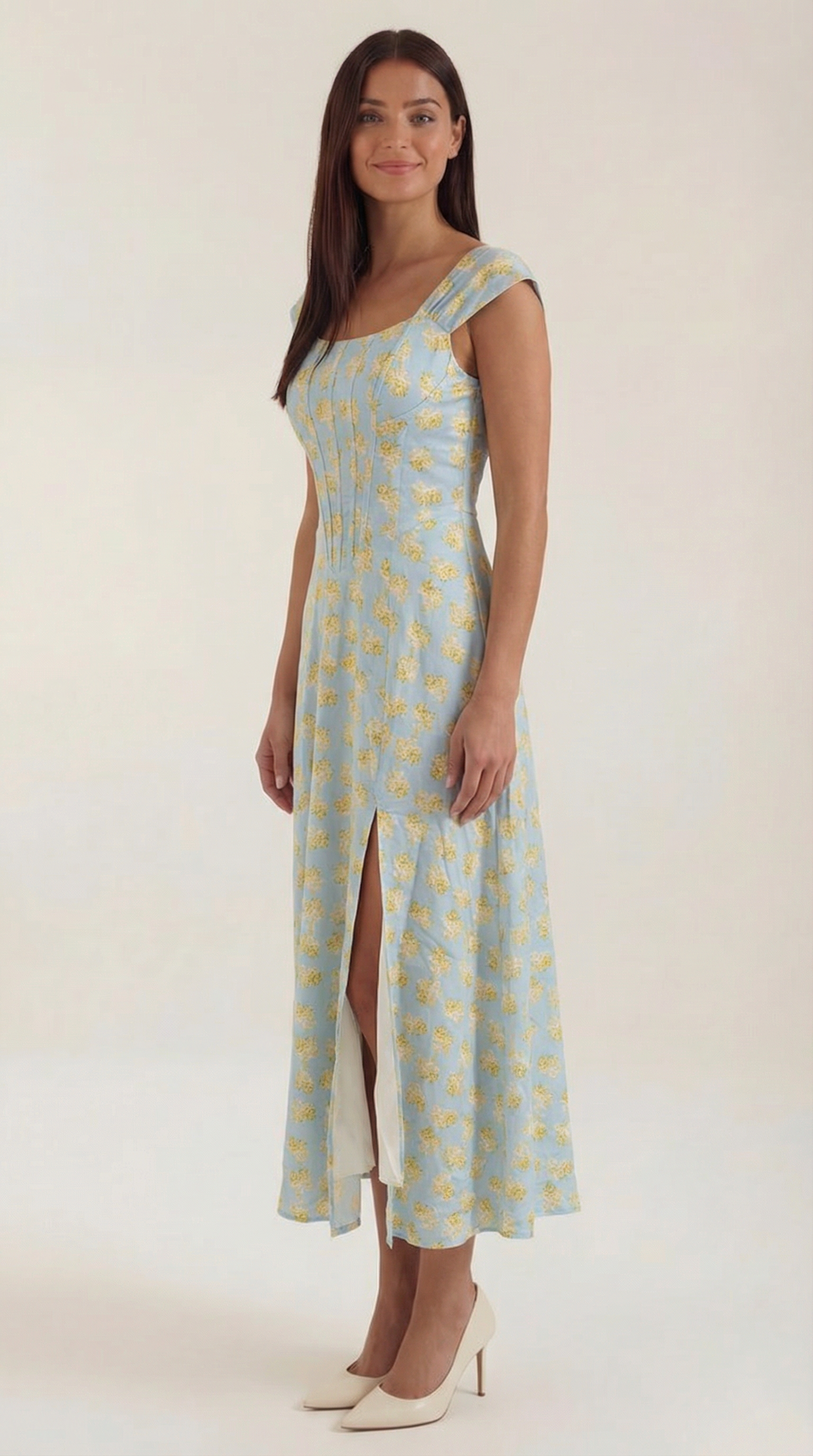 Midikleid Damen mit Korsett-Nahtdetail – Eléonore