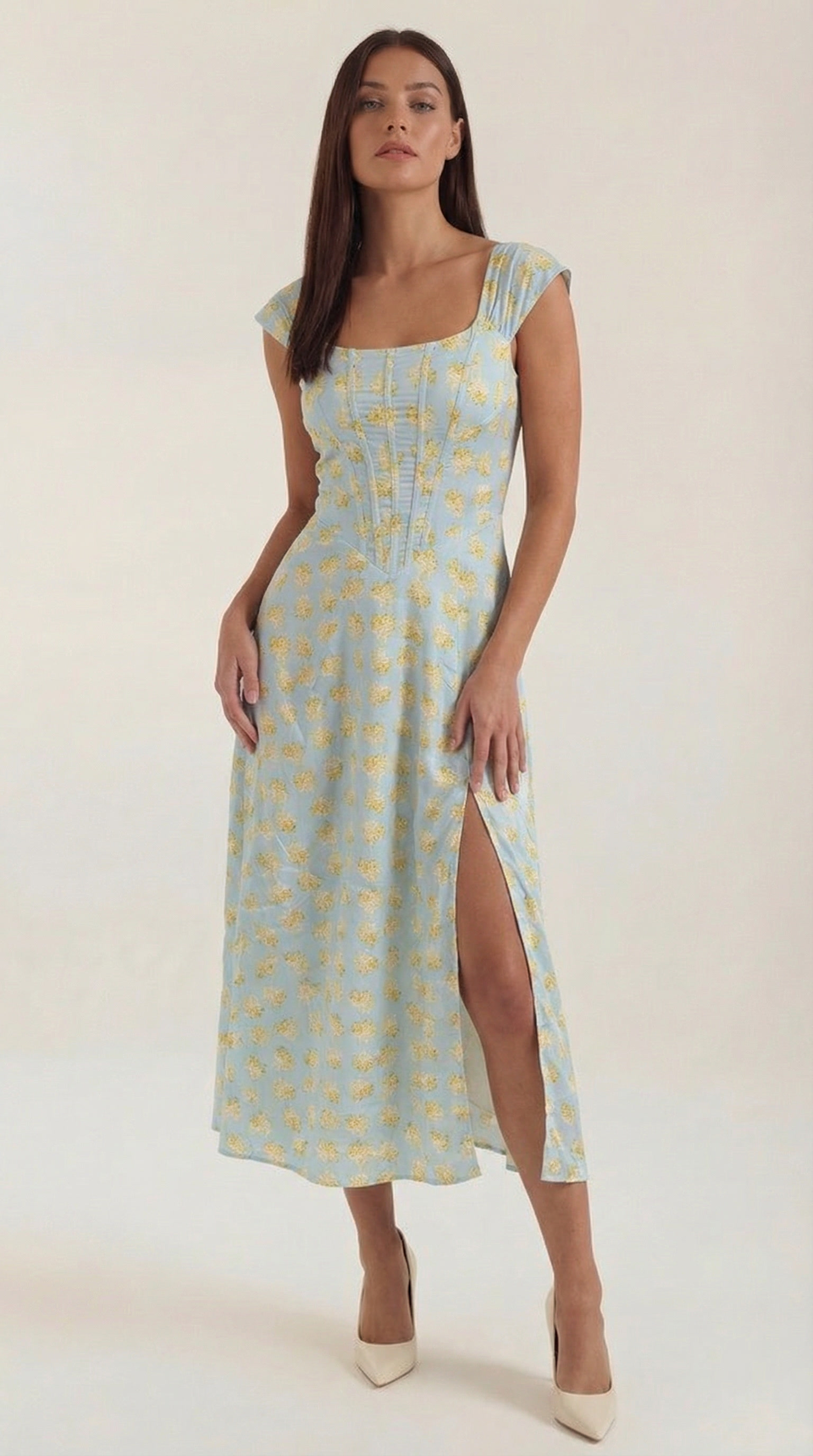 Midikleid Damen mit Korsett-Nahtdetail – Eléonore
