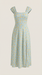 Midikleid Damen mit Korsett-Nahtdetail – Eléonore