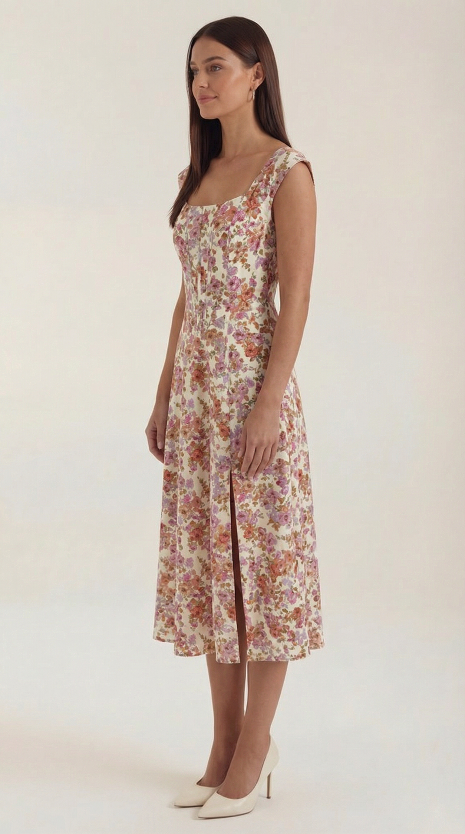 Midikleid Damen mit Korsett-Nahtdetail – Eléonore