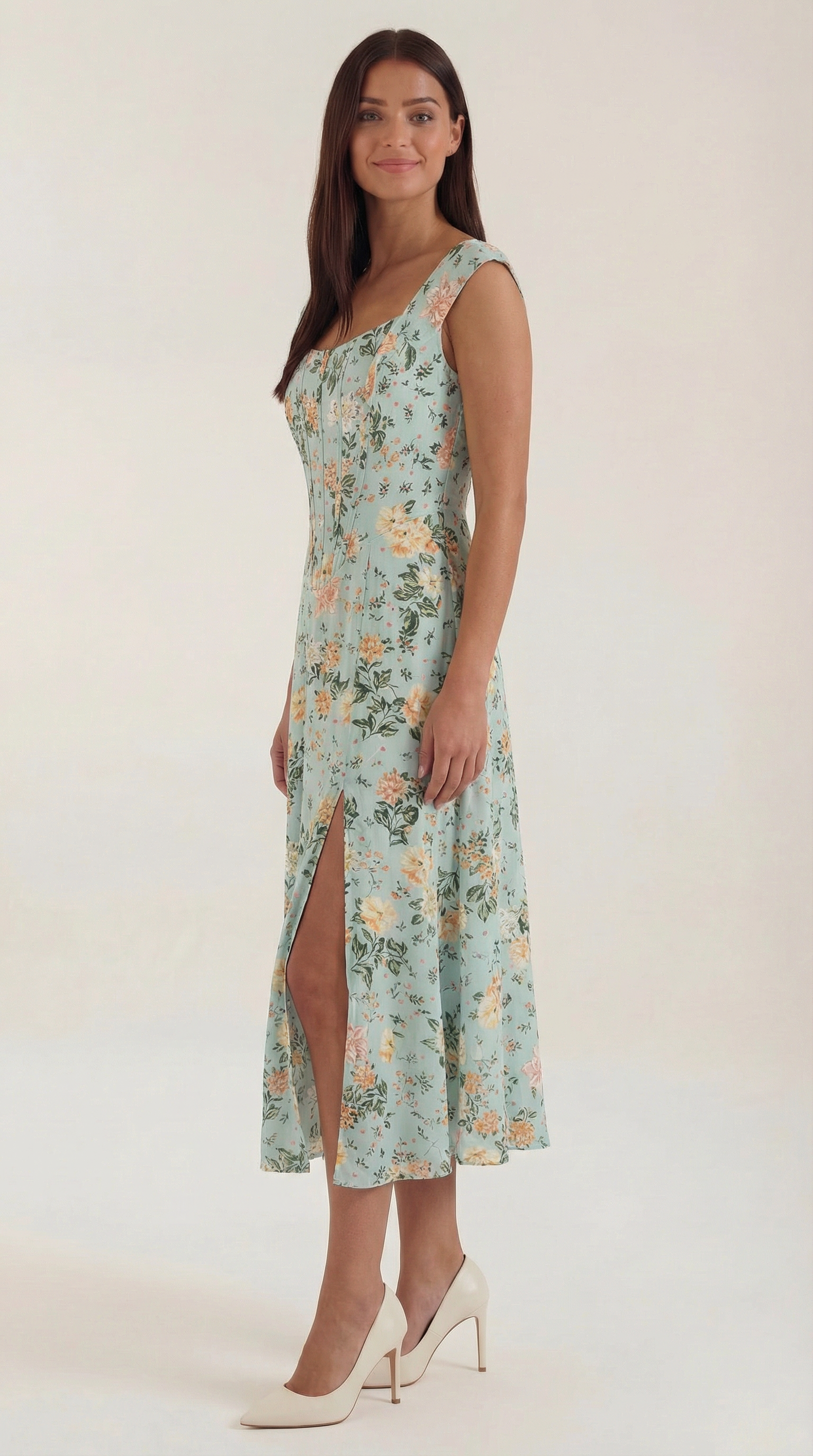 Midikleid Damen mit Korsett-Nahtdetail – Eléonore