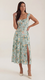 Midikleid Damen mit Korsett-Nahtdetail – Eléonore
