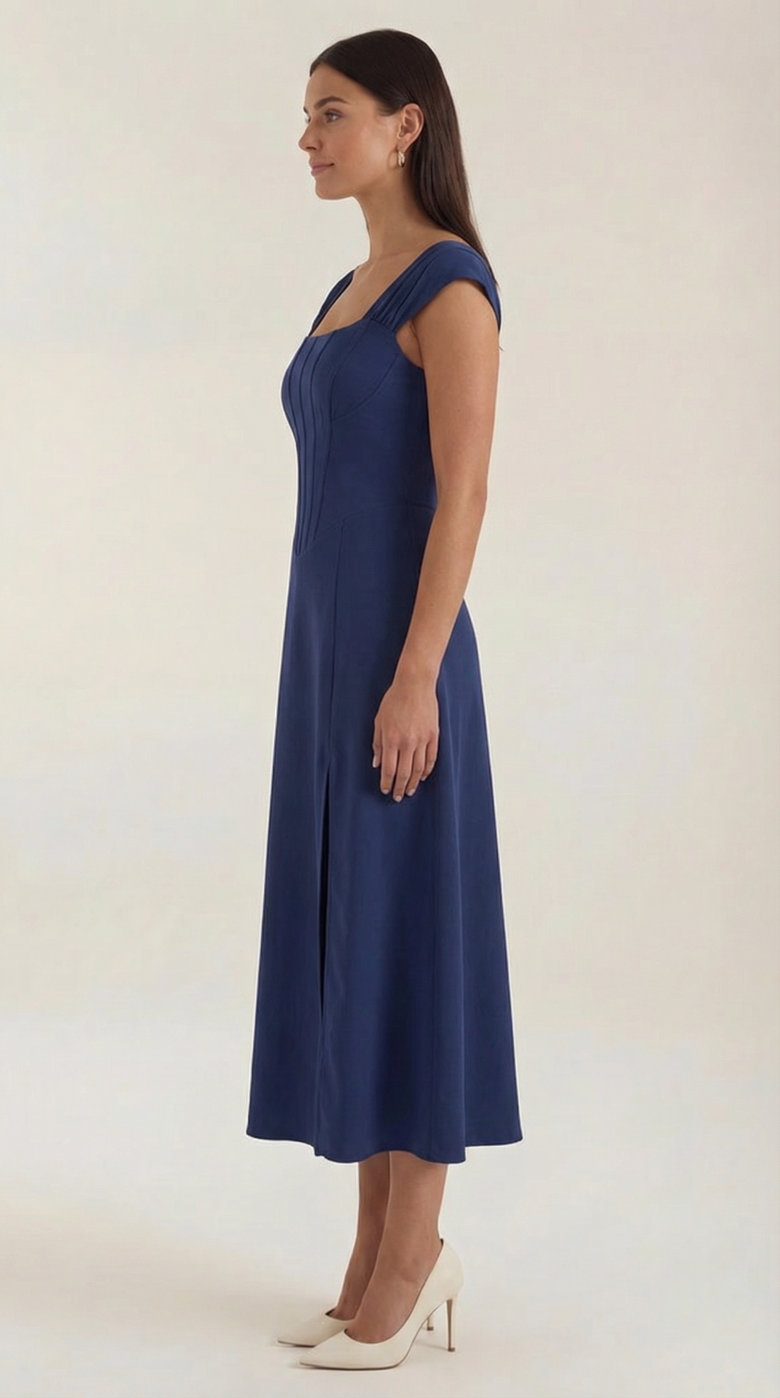 Midikleid Damen mit Korsett-Nahtdetail – Eléonore
