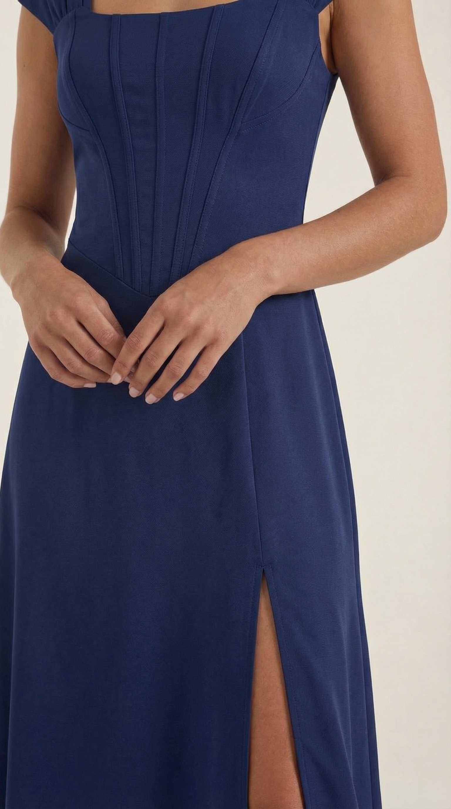 Midikleid Damen mit Korsett-Nahtdetail – Eléonore