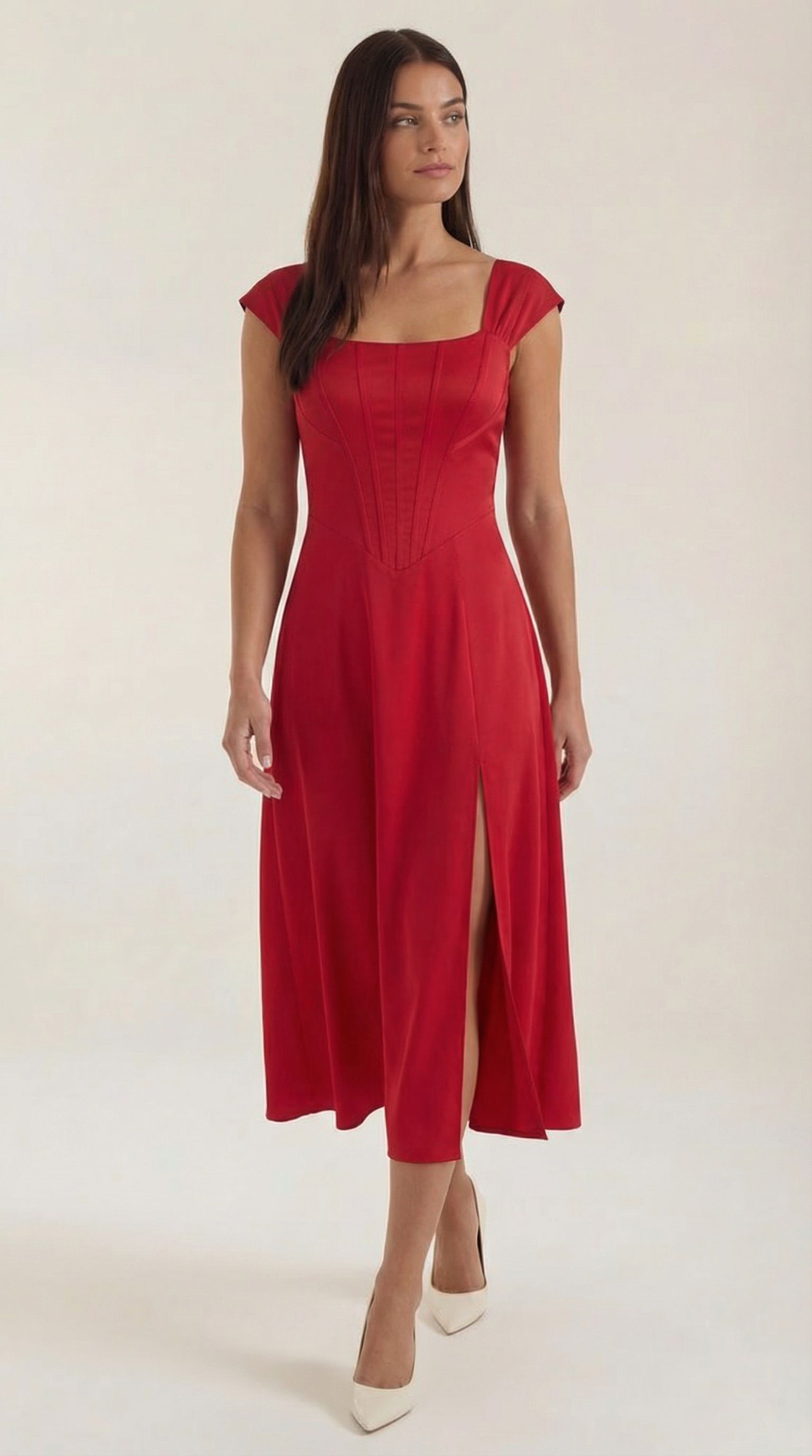 Midikleid Damen mit Korsett-Nahtdetail – Eléonore