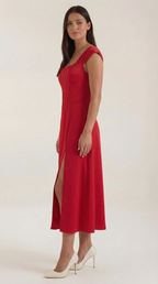 Midikleid Damen mit Korsett-Nahtdetail – Eléonore