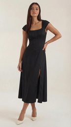 Midikleid Damen mit Korsett-Nahtdetail – Eléonore