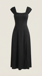 Midikleid Damen mit Korsett-Nahtdetail – Eléonore