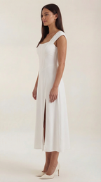 Midikleid Damen mit Korsett-Nahtdetail – Eléonore