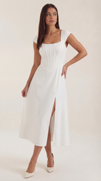 Midikleid Damen mit Korsett-Nahtdetail – Eléonore