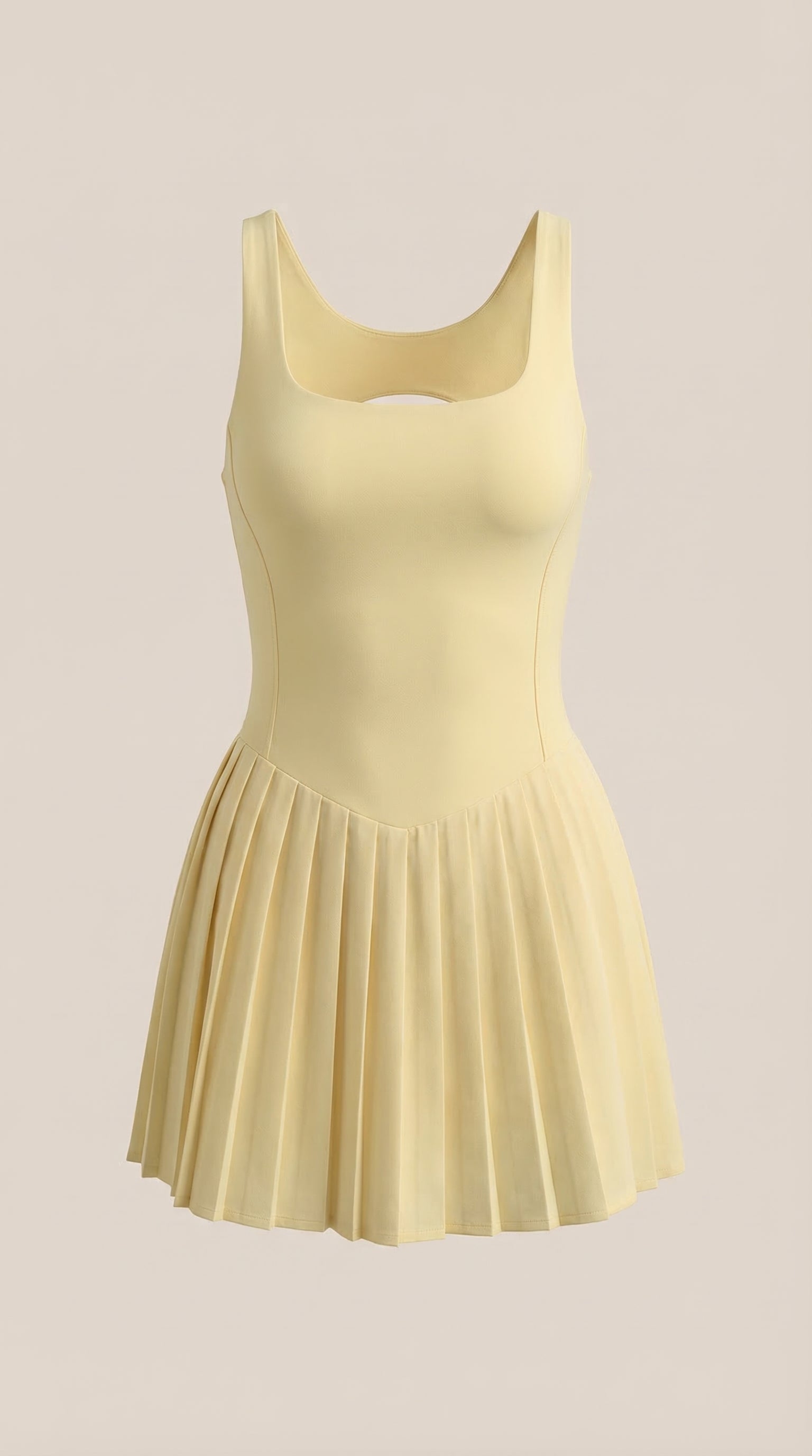 Tenniskleid Damen mit Plisseerock und eckigem Ausschnitt – Serena