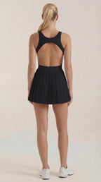 Tenniskleid Damen mit Plisseerock und eckigem Ausschnitt – Serena