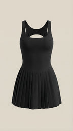 Tenniskleid Damen mit Plisseerock und eckigem Ausschnitt – Serena