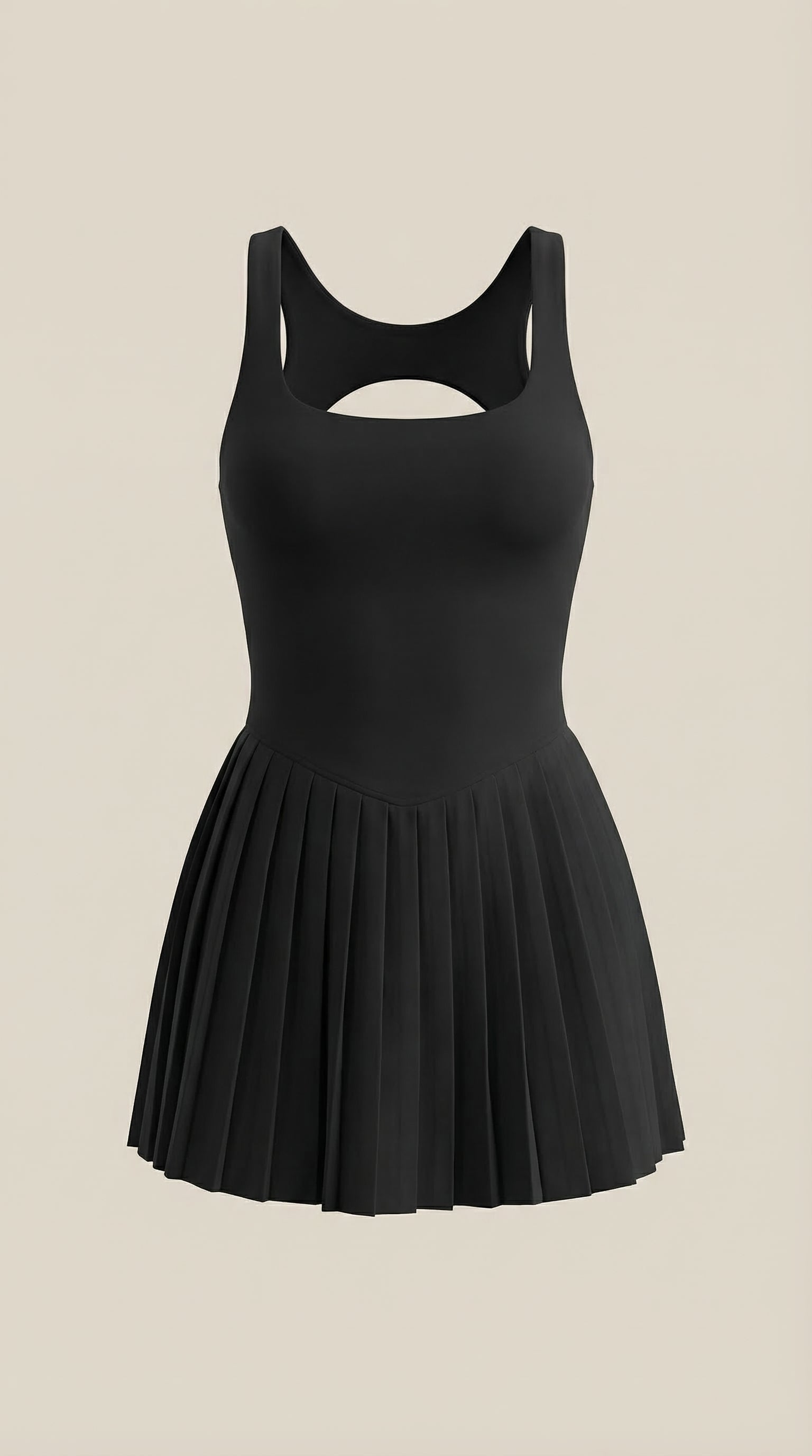 Tenniskleid Damen mit Plisseerock und eckigem Ausschnitt – Serena