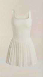Tenniskleid Damen mit Plisseerock und eckigem Ausschnitt – Serena