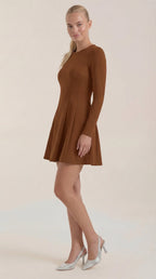 Minikleid Damen mit tailliertem Oberteil und Langärmeln – Pascaline