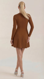 Minikleid Damen mit tailliertem Oberteil und Langärmeln – Pascaline