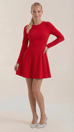 Minikleid Damen mit tailliertem Oberteil und Langärmeln – Pascaline