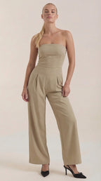 Jumpsuit Damen mit Bandeau-Ausschnitt und ausgestelltem Hosenbein – Vivienne