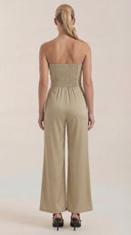 Jumpsuit Damen mit Bandeau-Ausschnitt und ausgestelltem Hosenbein – Vivienne