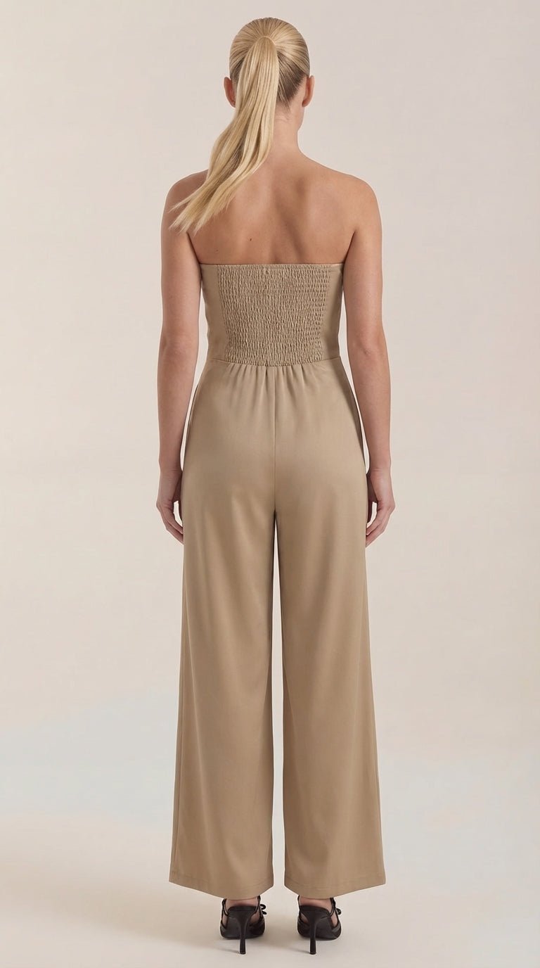 Jumpsuit Damen mit Bandeau-Ausschnitt und ausgestelltem Hosenbein – Vivienne