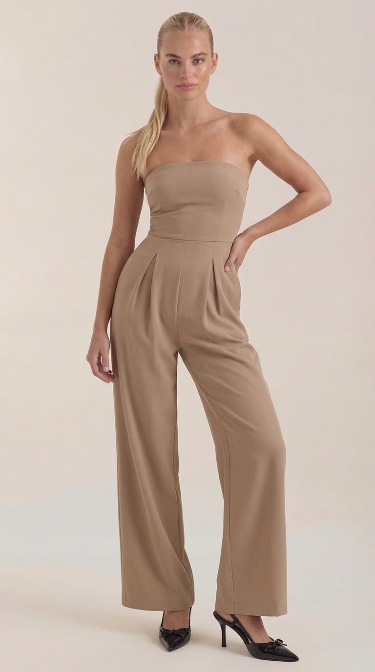 Jumpsuit Damen mit Bandeau-Ausschnitt und ausgestelltem Hosenbein – Vivienne