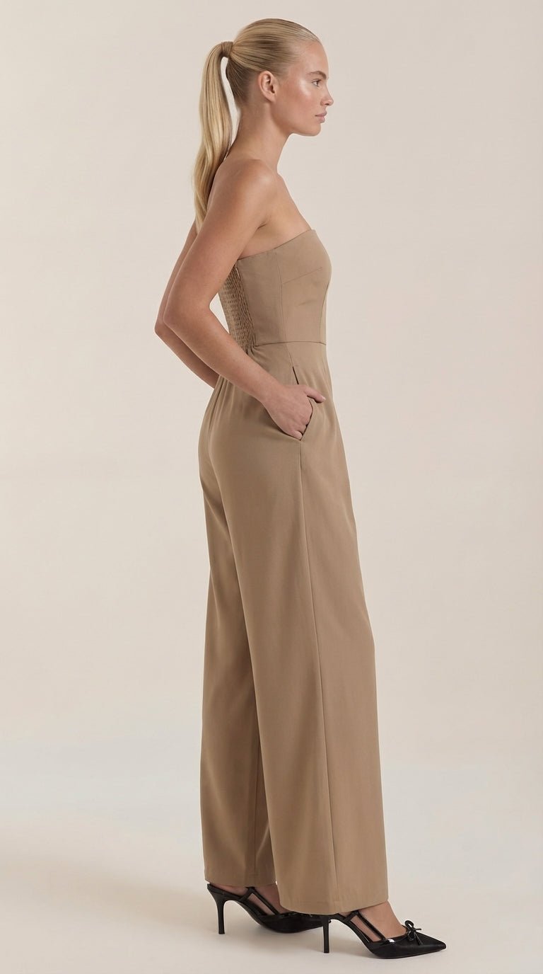 Jumpsuit Damen mit Bandeau-Ausschnitt und ausgestelltem Hosenbein – Vivienne