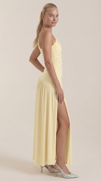 Maxikleid Damen mit One-Shoulder-Ausschnitt und Raffung – Thessalonike
